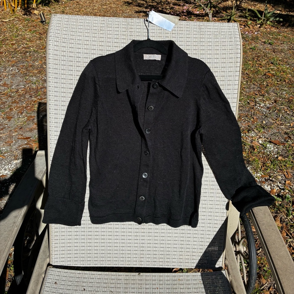 J. Crew Midnight Black Button-Up Sweater